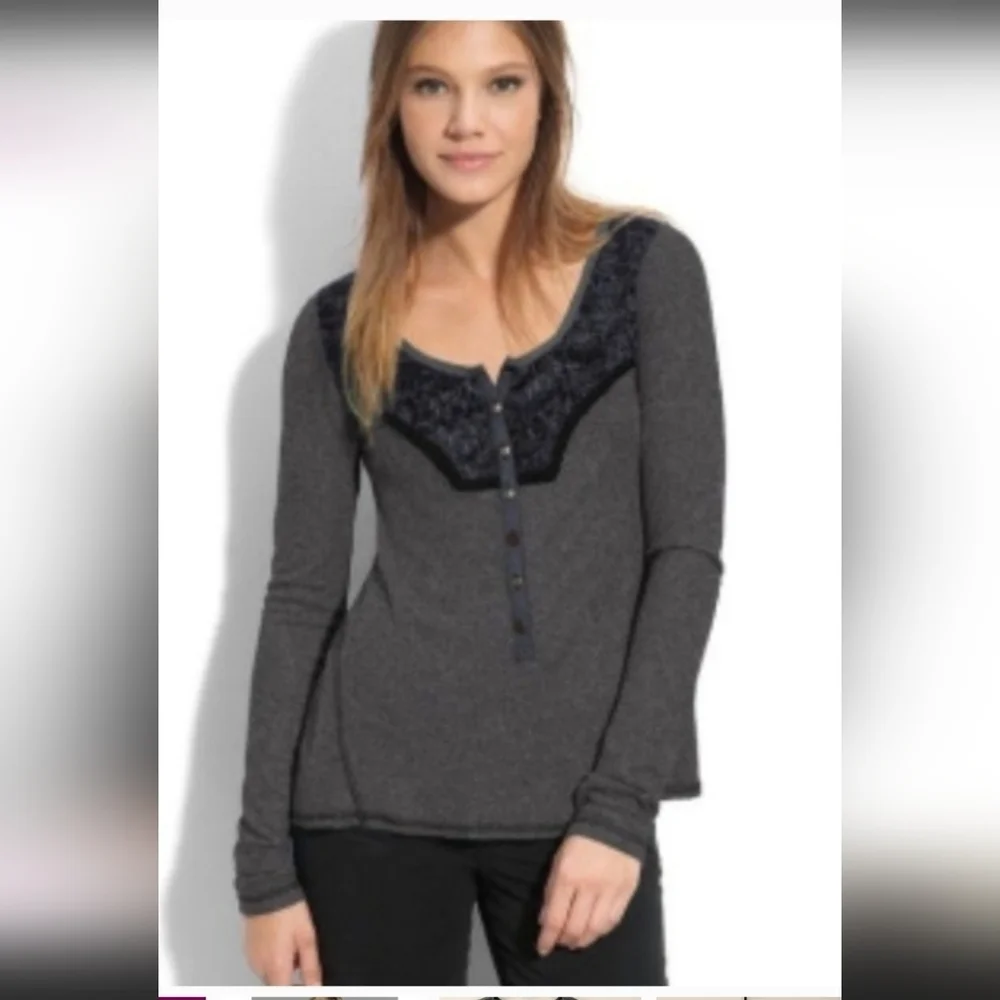 Free People | Diego, Waffle Knit, Button-up, Henley, Sweater
